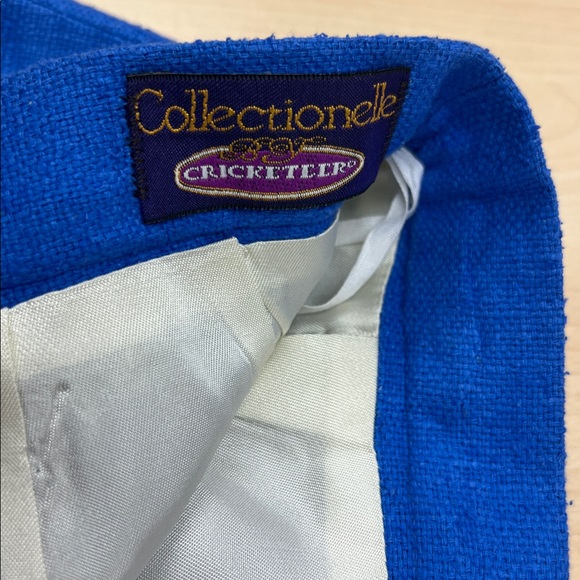 90s Vintage Cricketeer Bright Blue Classic Tweed Lined Pencil Skirt 14 - Picture 3 of 7